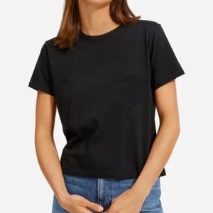 ADD ON Everlane Organic Cotton Box-Cut Pocket Tee, black, size Large